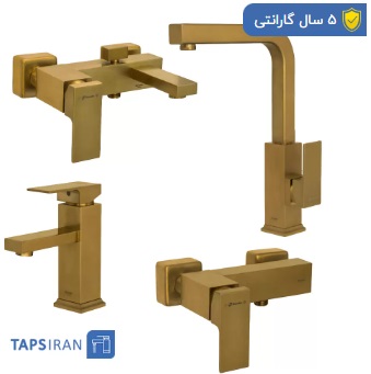 ست شیرآلات مات طلایی شودر