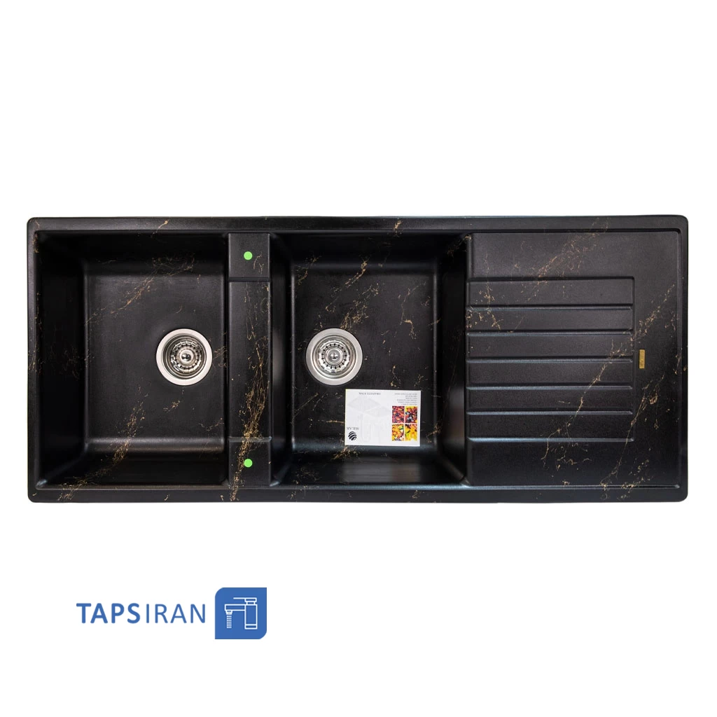 سینک گرانیتی سولار مدل 800 رنگ مشکی رگه طلایی